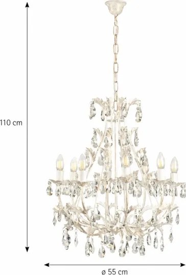 ONLI - Candelabru pe lanț BOTTE 8xE14/6W/230V alb