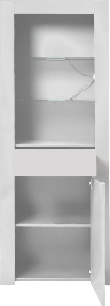 Comodă Modernă cu Lumini LED și Rafturi, Ideală pentru Bucătărie, Living și Birou, 60x35,5x165 cm, Albă