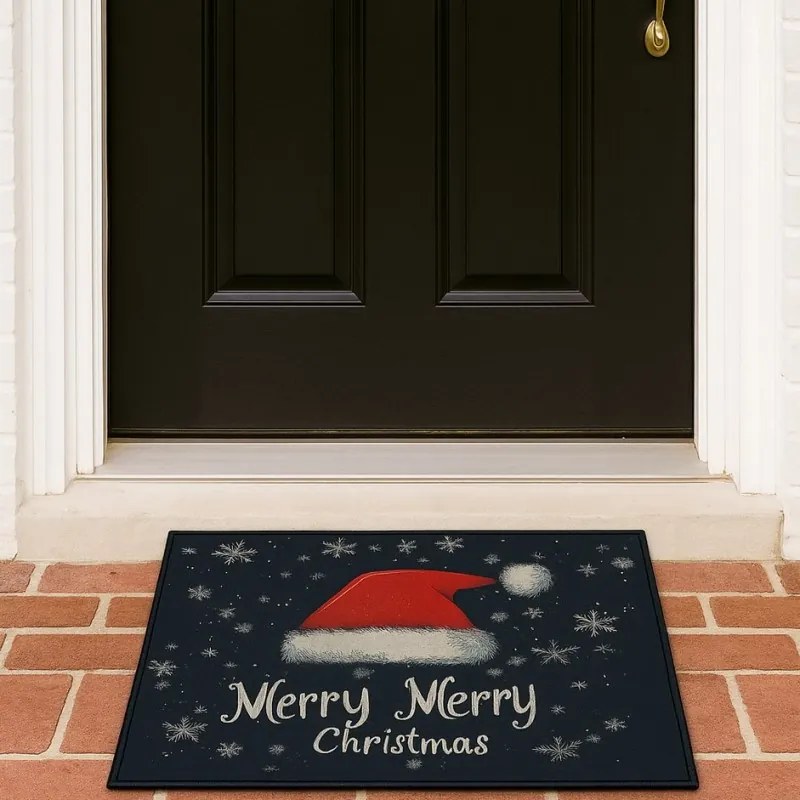 Covoras de Craciun SANTA STEP 60x90 cm, negru