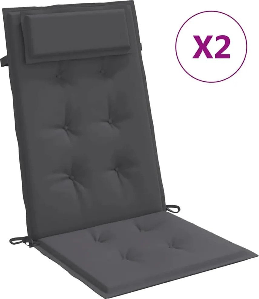 vidaXL Perne scaun cu spătar înalt 2 buc, antracit, țesătură Oxford