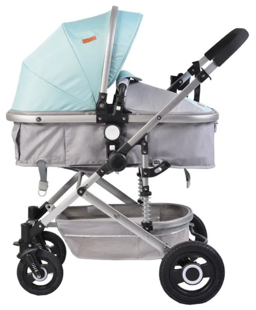 Carucior nou nascuti 2 in 1 NOVOKIDS™ Ciarra Silver PRO , Cu geanta bebe, Cadru Aluminiu , Amortizoare, Roti din cauciuc plin AVE, Landou, Modul
