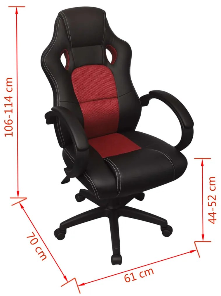 Scaun de birou cu design racing, rosu, piele ecologica 1, Rosu