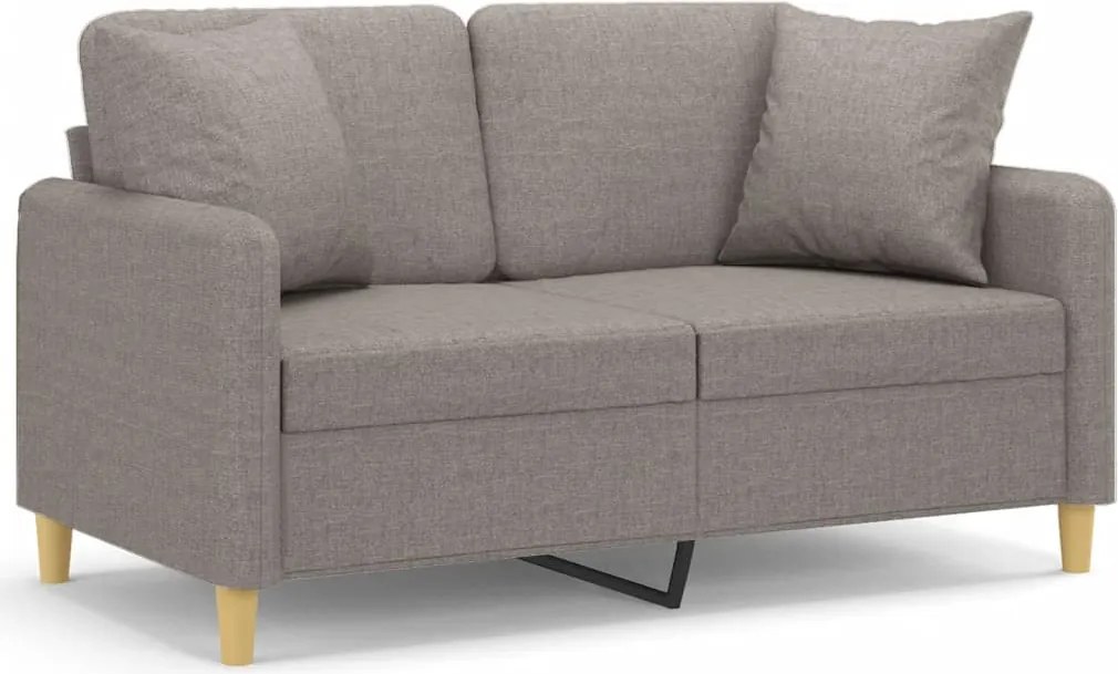 vidaXL Canapea cu 2 locuri cu pernuțe, gri taupe, 120 cm, textil