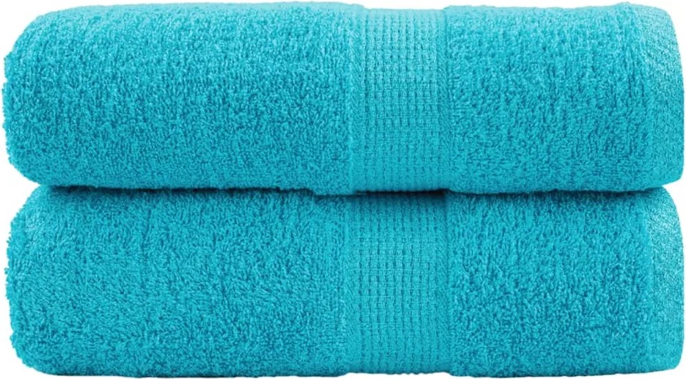 vidaXL Prosoape de baie premium SOLUND, 2 buc., turcoaz, 30x30 cm, 600 g/m²
