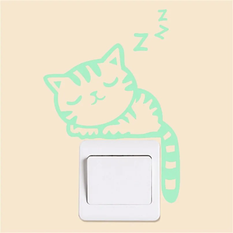 Fosforescent autocolant pe întrerupător "Pisicuță adormită" 14x17 cm
