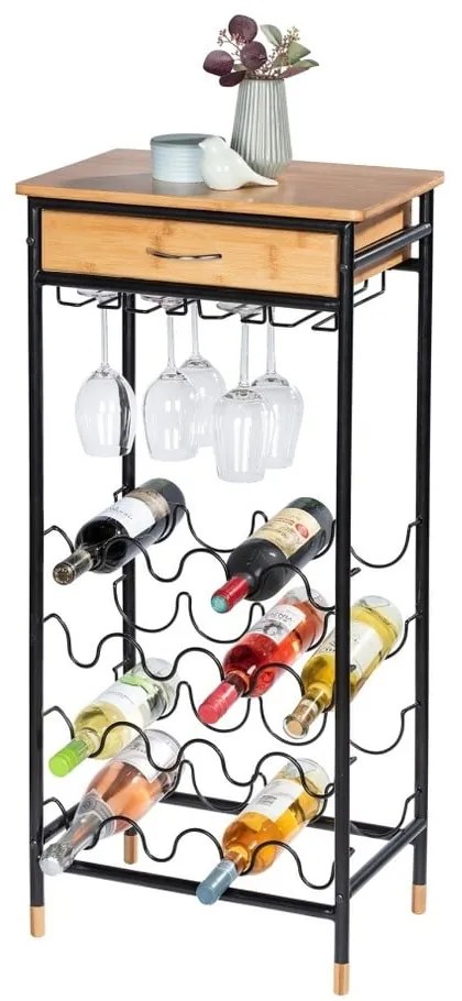 Dulap vinotecă negru/în culoare naturală din metal număr de sticle 16, 48x95 cm Loft – Wenko