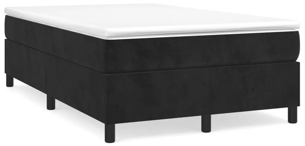 vidaXL Pat box spring cu saltea, negru, 120x190 cm, catifea