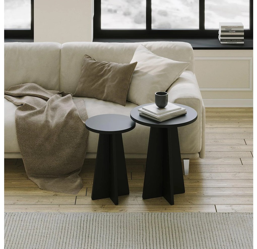 Set 2 buc măsuțe de cafea Madeline 3 (Negru). 1089600