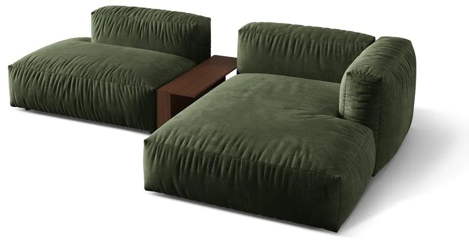 Colțar modular verde cu tapițerie din catifea (cu colț pe partea dreaptă/cu șezlong) Martina – Micadoni