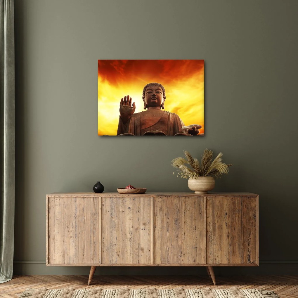 Tablou - Buddha cu fundal roșu și galben (70x50 cm)