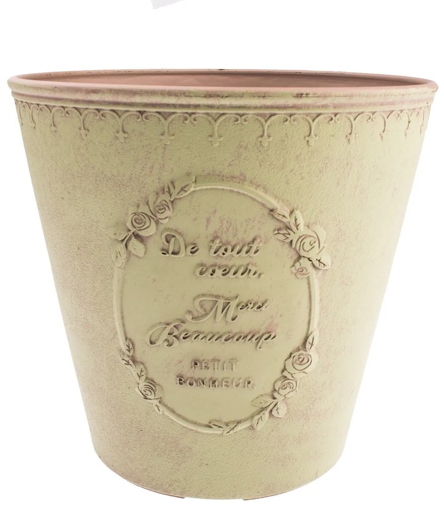 Recipient de ghiveci Paris, din plastic, verde deschis , 23,5x 22 cm