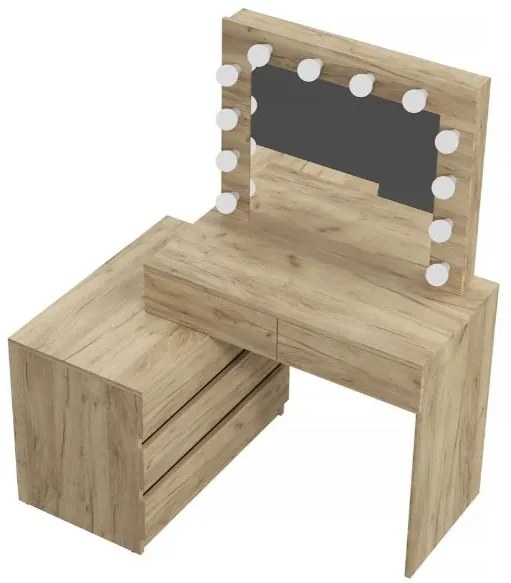 Masă de toaletă cu oglindă LED Nicole stejar craft