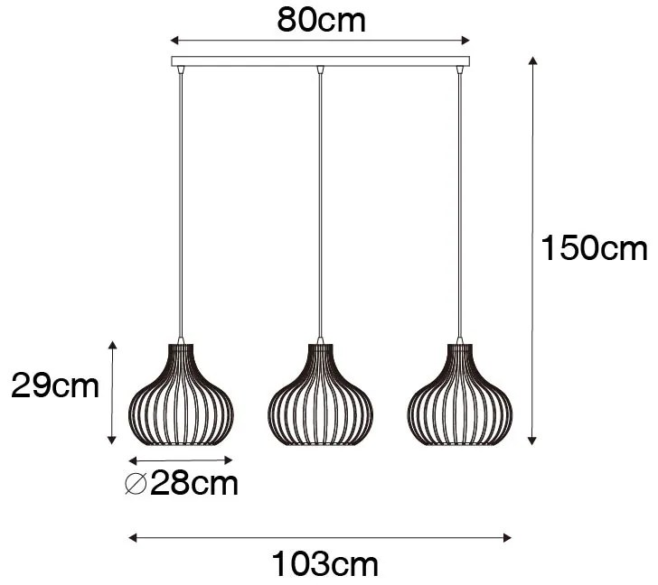 Lampă modernă suspendată neagră 3 lumini - Saffira