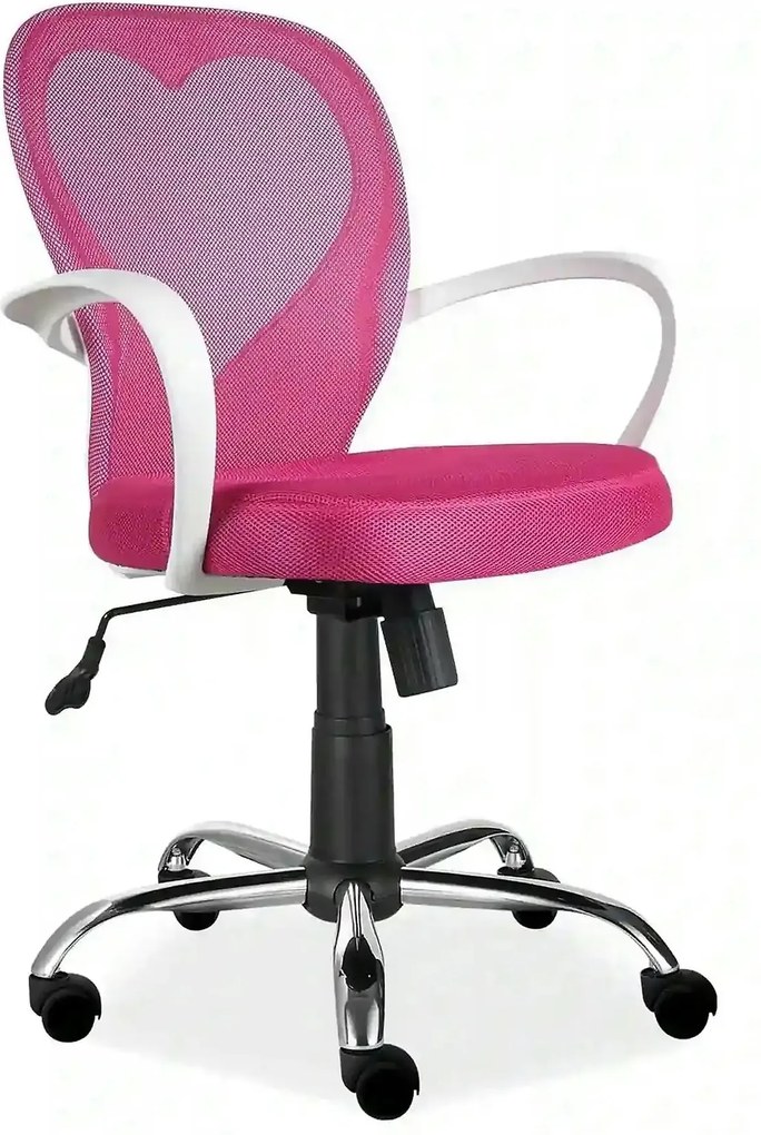Scaun de birou DAISY, roz, stofa/polipropilena, 60x47x88/98 cm