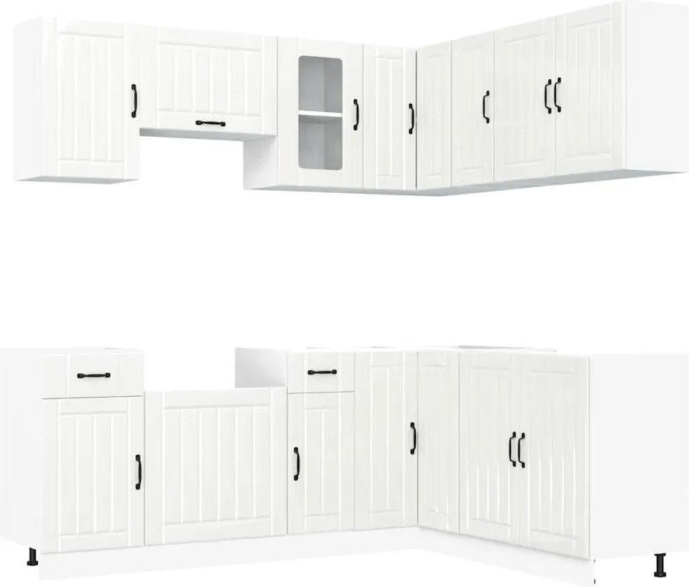 vidaXL Set dulap de bucătărie 11 piese „Lucca” alb lucios Lemn