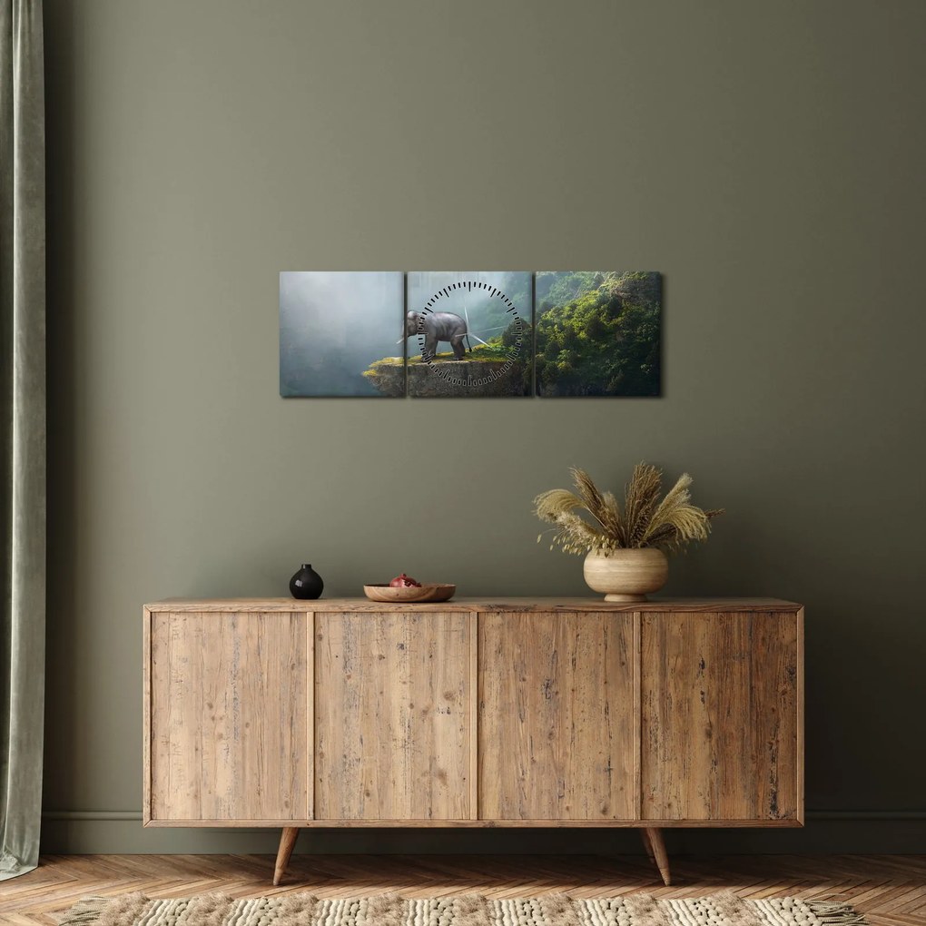 Tablou - Elefant în vârful Taj Mahalului (cu ceas) (90x30 cm)