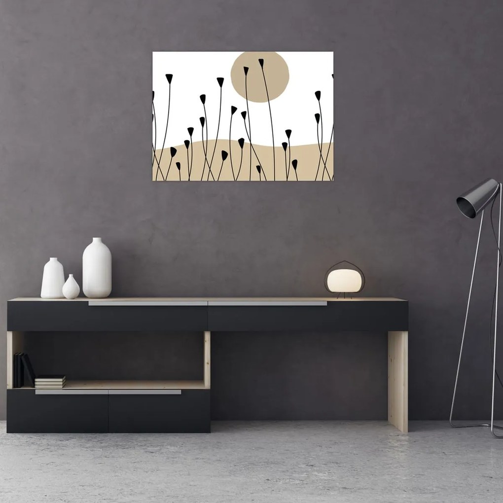 Tablou pe sticlă - Pajiște grafică N⁰2 (70x50 cm)