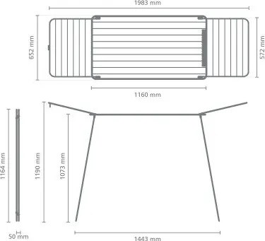 Uscător de rufe negru mat 22 m HangOn Too – Brabantia