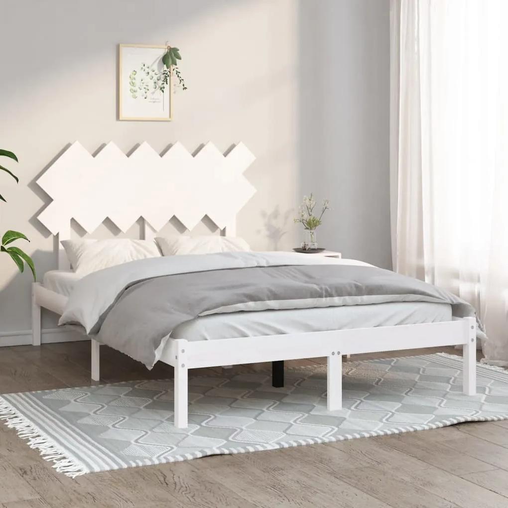 3104864 vidaXL Cadru de pat, alb, 120x200 cm, lemn masiv