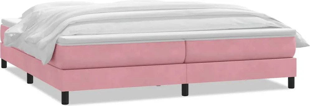 vidaXL Pat box spring cu saltea, roz, 180x210 cm, catifea