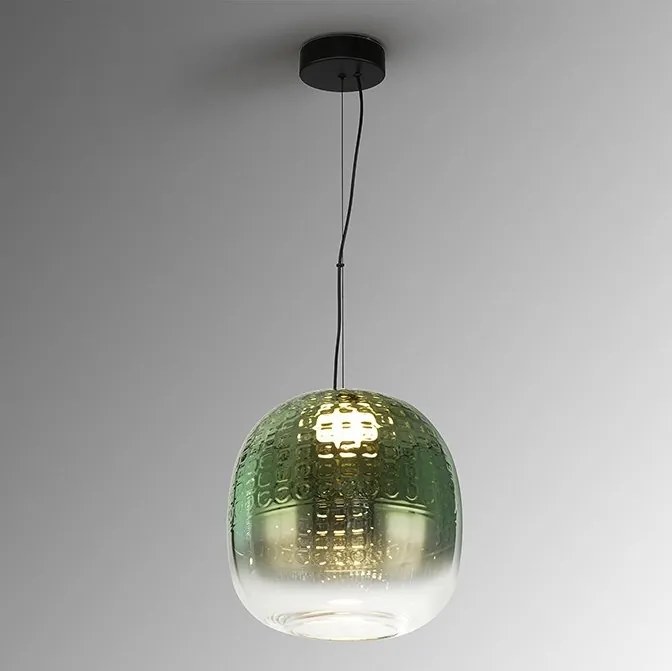 Lustra, Pendul LED modern sticla verde Mares 29cm
