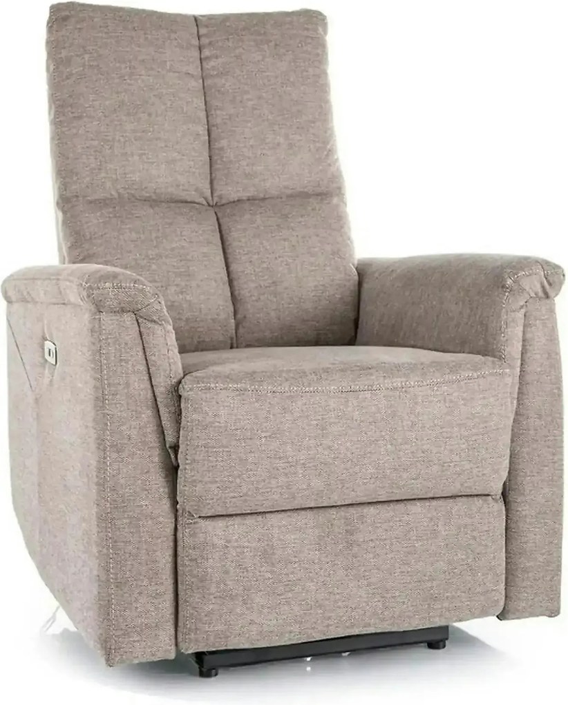 Fotoliu recliner NEPTUN, bej, stofa clasica/metal, 76x94/160x96 cm