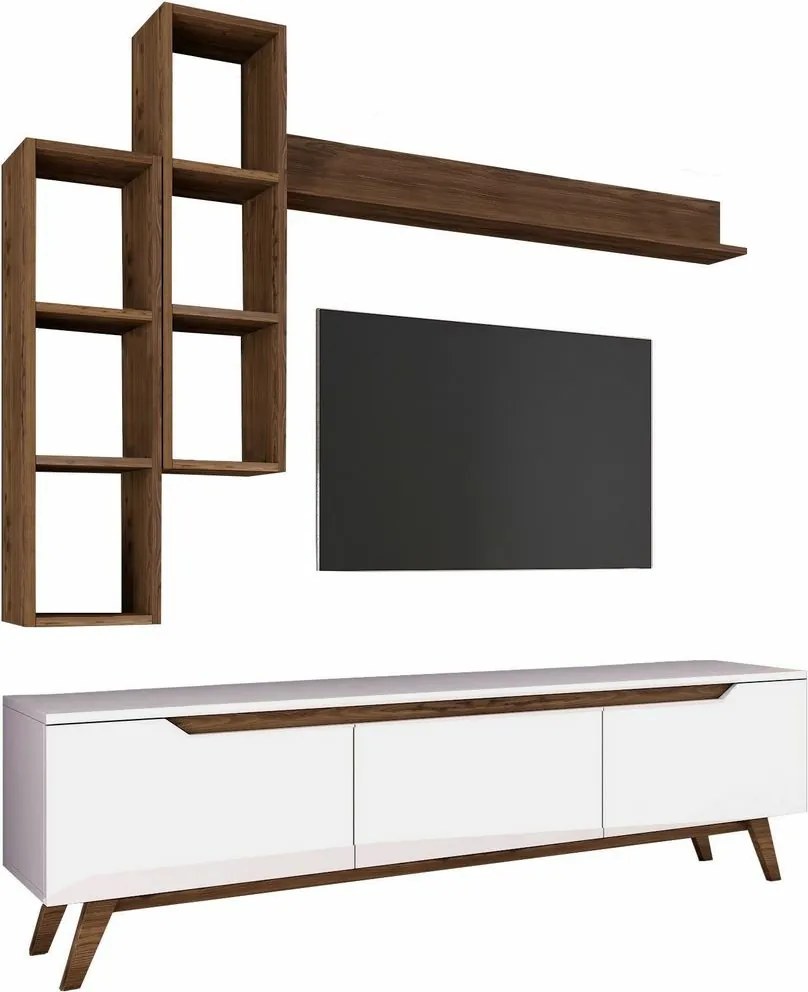 Perete TV Mia Walnut and White