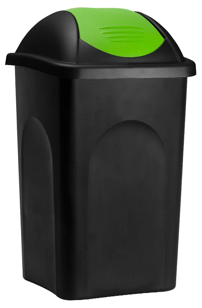 Cos gunoi cu capac glisant Plastic Negru/Verde 60 L