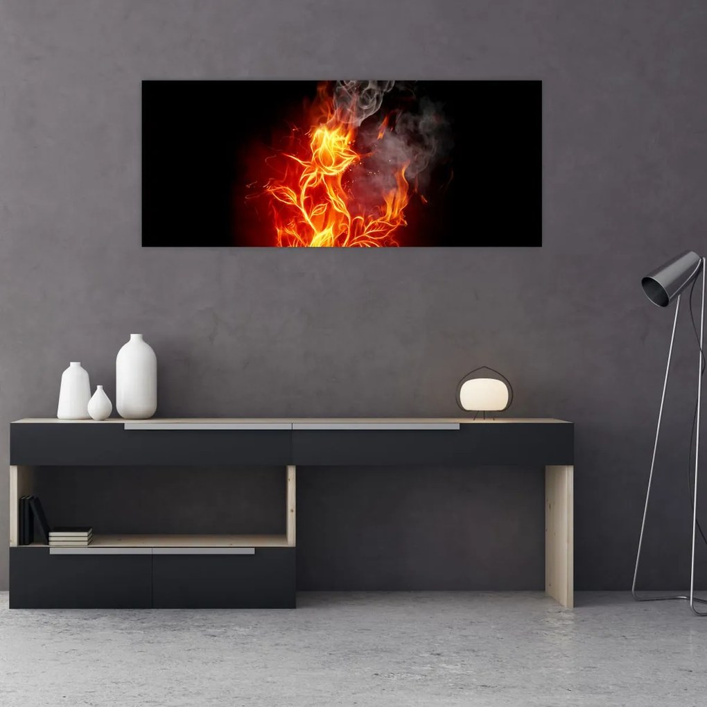 Tablou - Trandafiri în foc (120x50 cm)