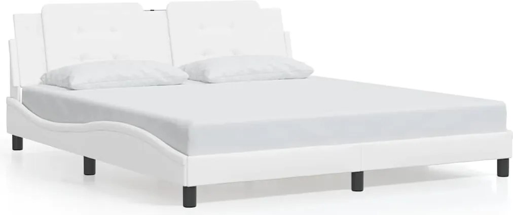 vidaXL Cadru de pat fără saltea, Zadar, alb, 180x200 cm, piele ecologică