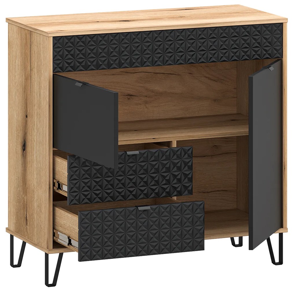 Comodă Botones (stejar evoke + negru) . 1116778