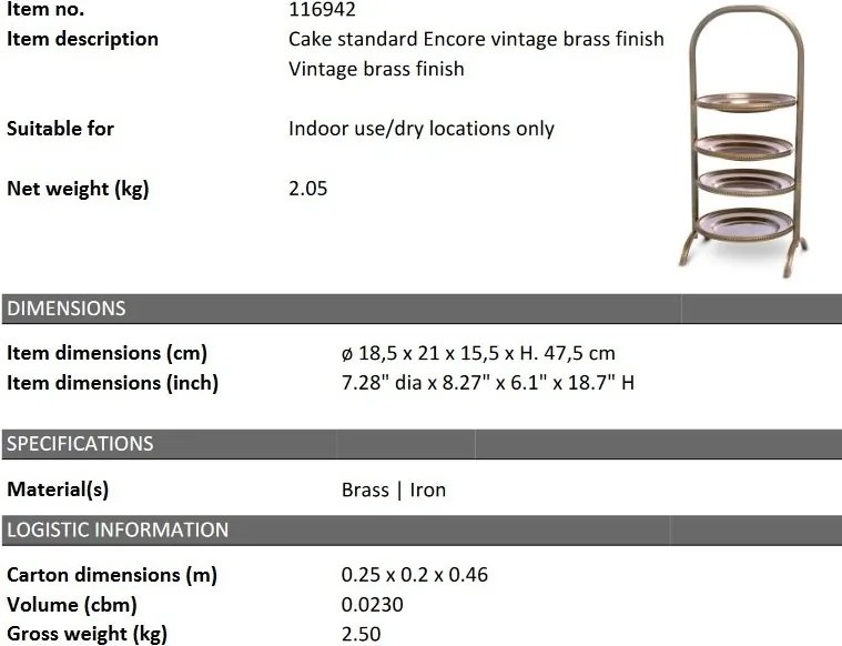 Suport prajituri, Patru platouri etajate design LUX Encore, alama vintage