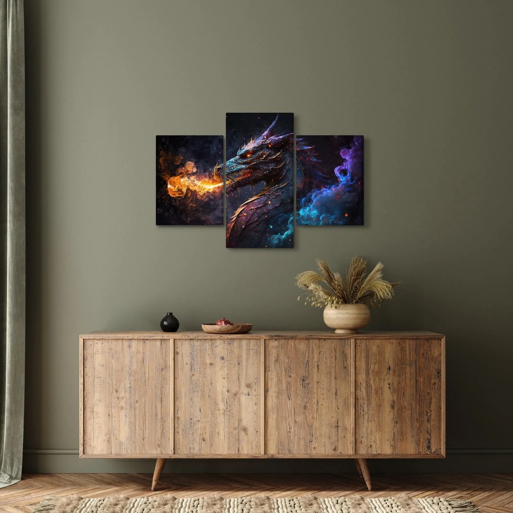 Tablou - Dragon scuipând flăcări (90x60 cm)