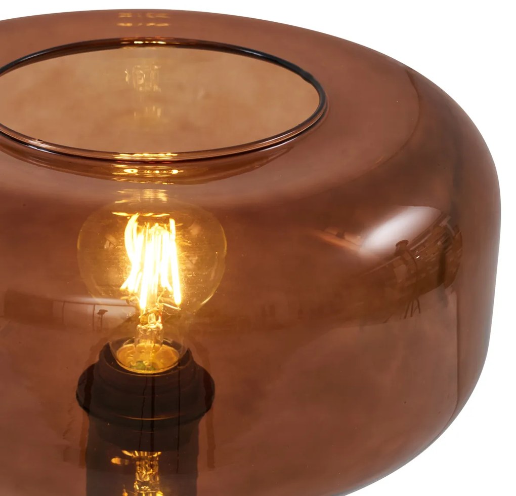 Lampă de masă retro neagră cu sticlă bronz - Bizle