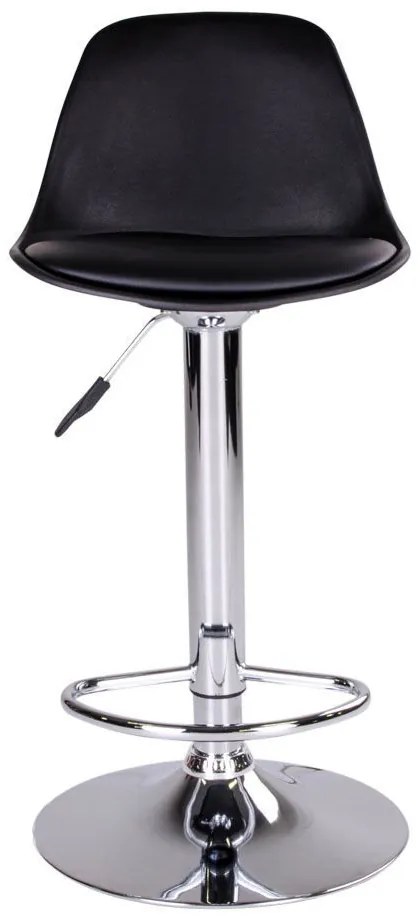 Taburet de bar Trondheim, piele PU, negru, picioare cromate