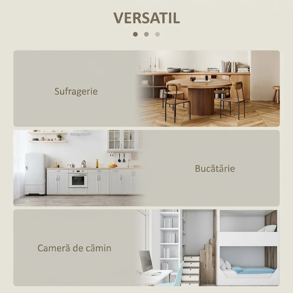 HOMCOM Masă Pliantă cu 2 Extensii Rabatabile, Masă Extensibilă cu Spațiu de Economisire, 104x76x73,7 cm, Lemn Natural | Aosom Romania
