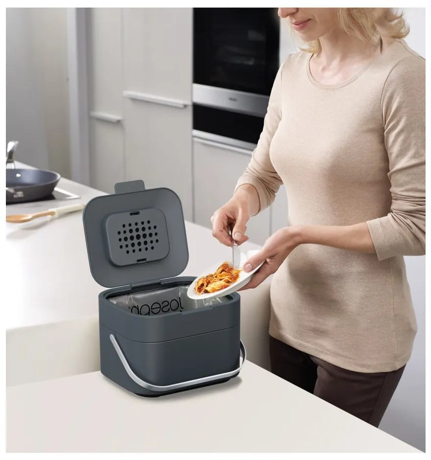 Recipient pentru deșeuri compostabile Joseph Joseph IntelligentWaste 4 l, gri