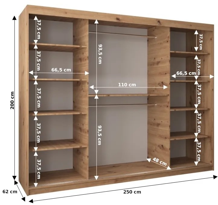 Dulap de haine 250 cm Verika 4 250 (stejar artisan). 1064317