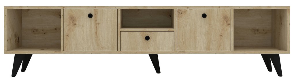 Comoda TV Malta, 3 Usi, 3 Casete, Stejar Artisan, 180 x 30 x 45 cm