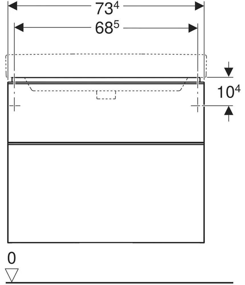 Dulap pentru lavoar, 734x470x617 cm, 2 sertare, alb lucios alb mat 750 x 470 mm
