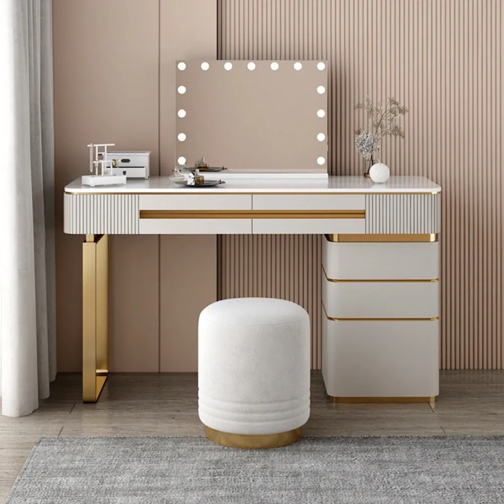 Oglindă cosmetică, sistem iluminare LED cu 3 culori, 15 bulbi, Senzor Tactil, Luminozitate Reglabilă, Alb