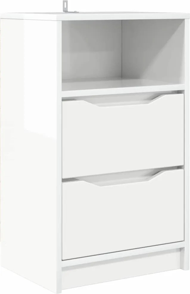 vidaXL Noptieră cu sertar Alb lucios 40 x 30 x 467 cm Lemn compozit