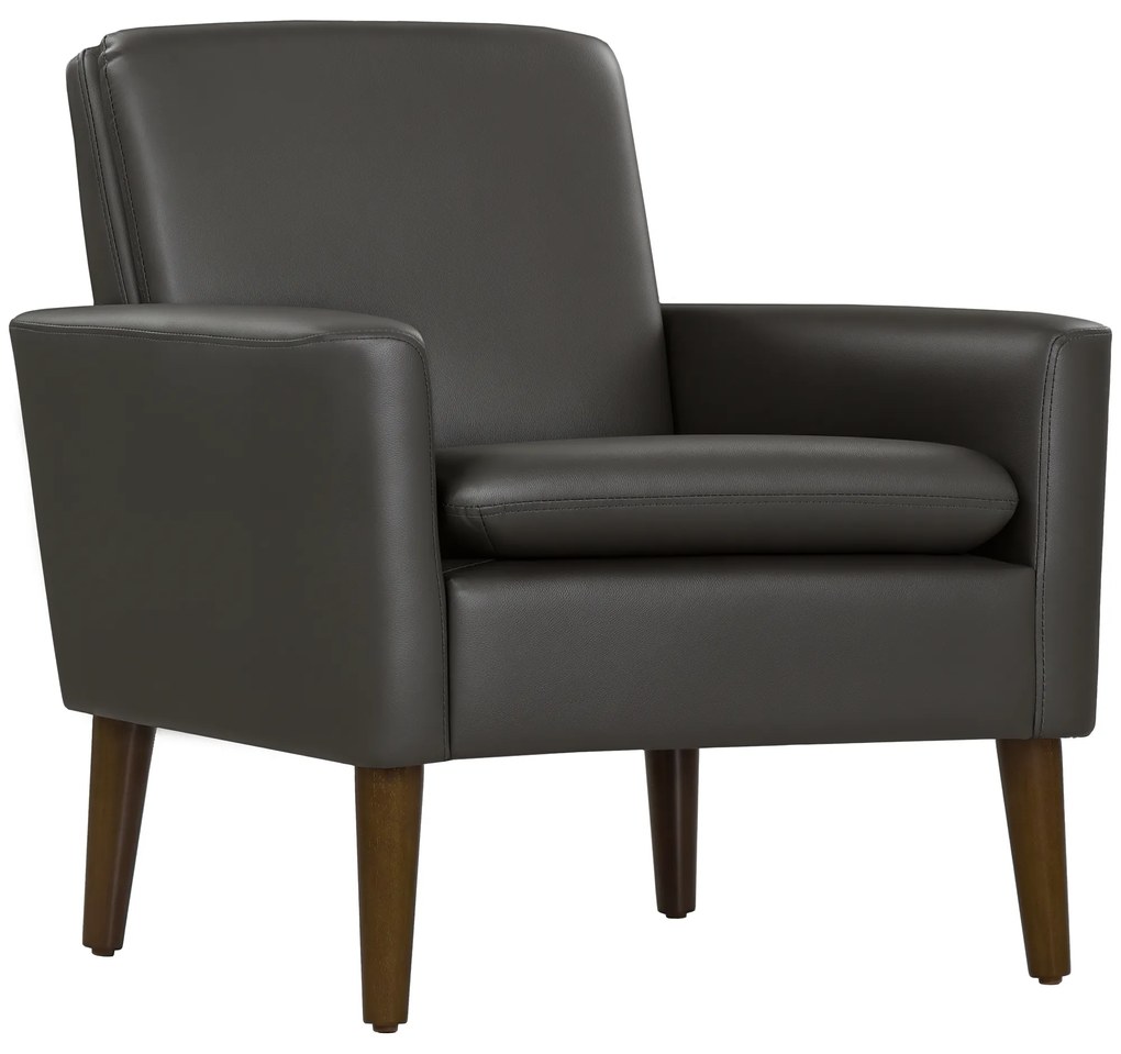 HOMCOM Fotoliu de Mobilier Capitonat, Fotoliu Modern din Imitație de Piele și Lemn, 75x78x81 cm, Maro