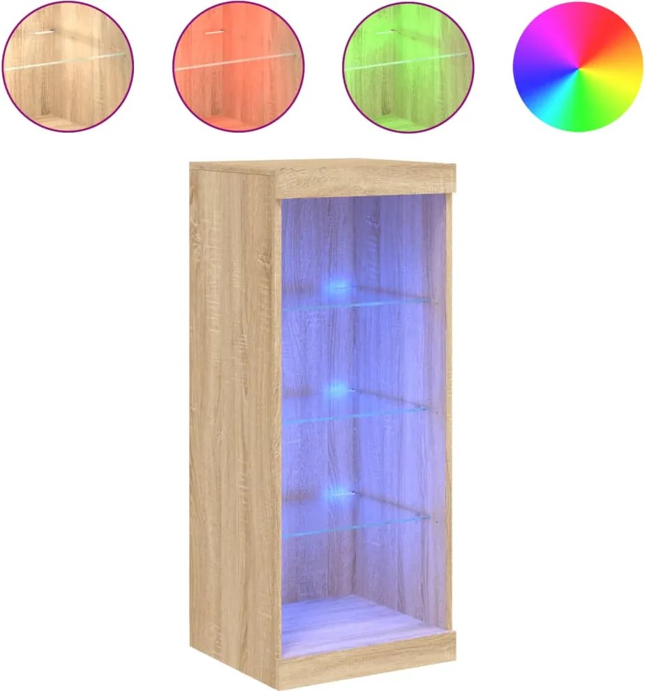 vidaXL Servantă cu lumini LED, stejar sonoma, 41x37x100 cm