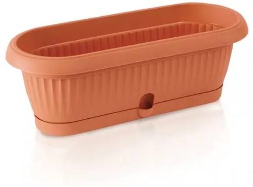 Ghiveci din plastic cu vas, Terra, cărămiziu, 31,6 cm, 31,6 cm