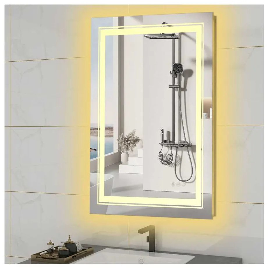 Oglindă Chiaro cu iluminare LED, argint