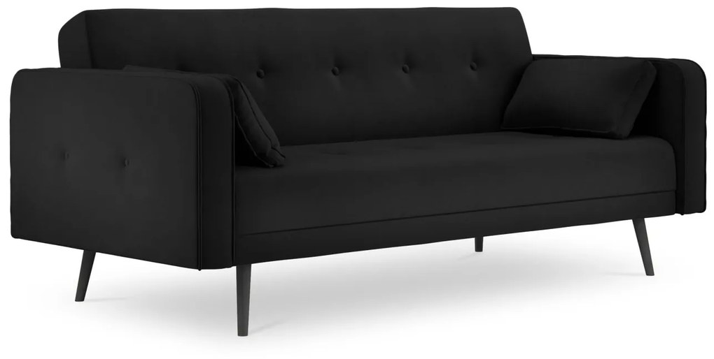 Canapea extensibila 3 locuri Jasper cu tapiterie din catifea, negru