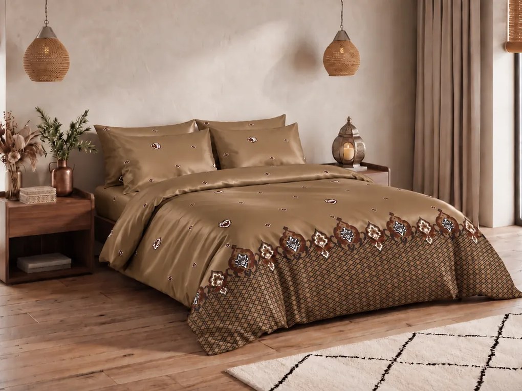Lenjerie de pat din satin DALVINA maro Dimensiune lenjerie de pat: 70 x 90 cm | 140 x 200 cm