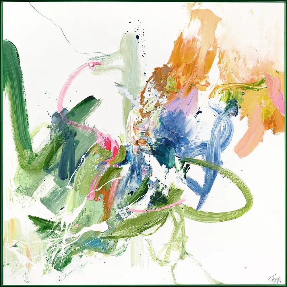 Tablou cu detalii pictate manual 102x102 cm Confidential Green – Malerifabrikken