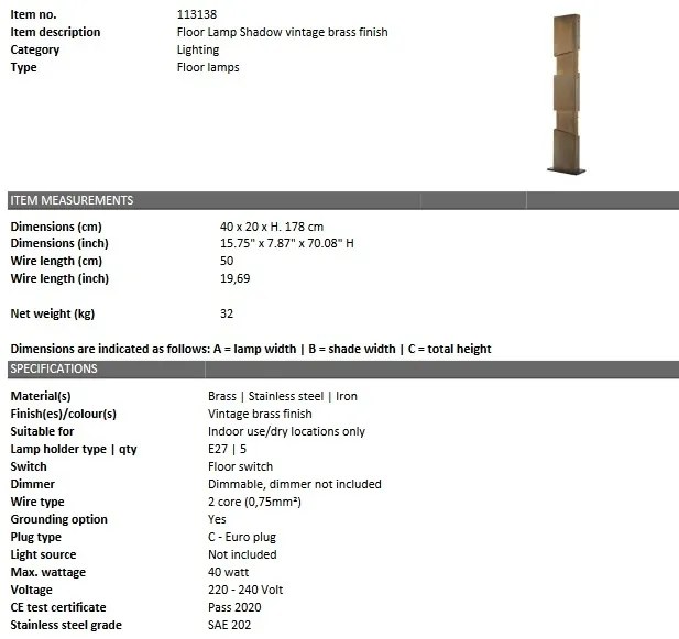 Lampadar/ Lampa de podea design industrial Shadow 113138 HZ